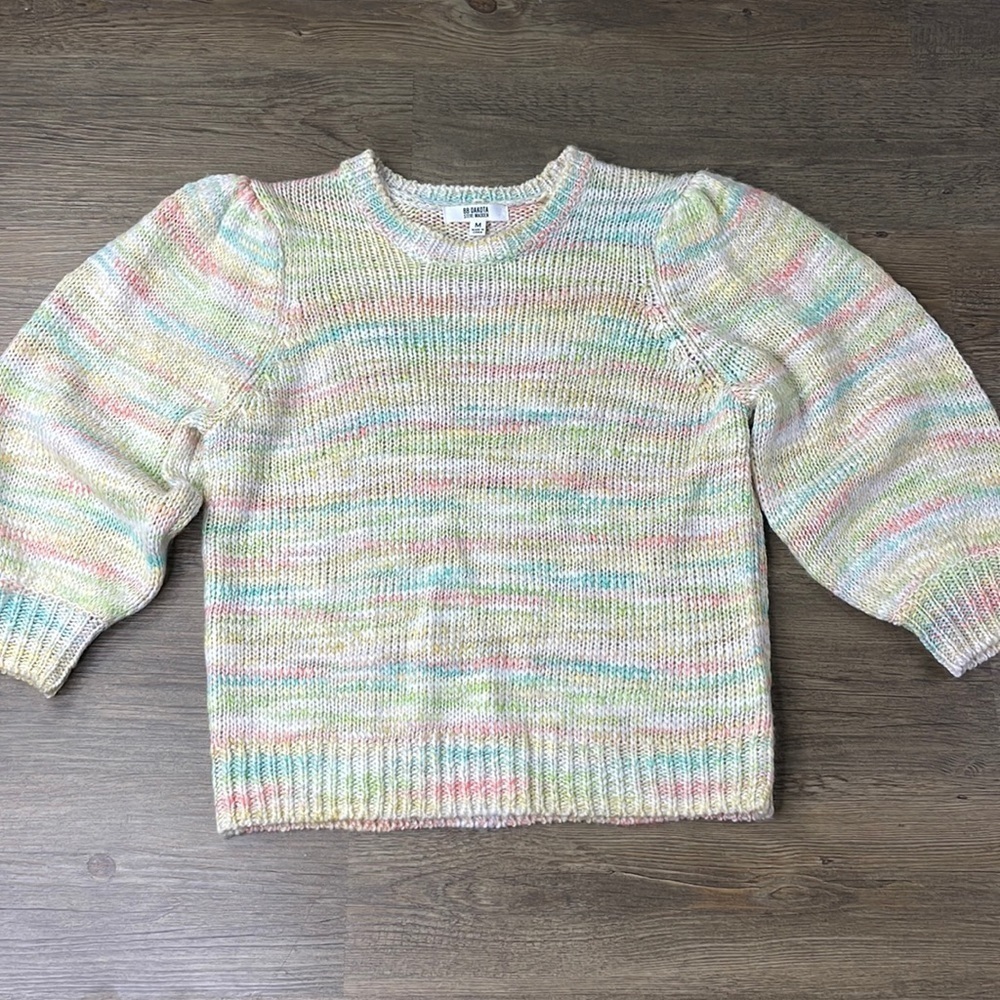 BB DAKOTA Women’s Sweet Tooth Sweater, Crewneck, Pastel, size medium